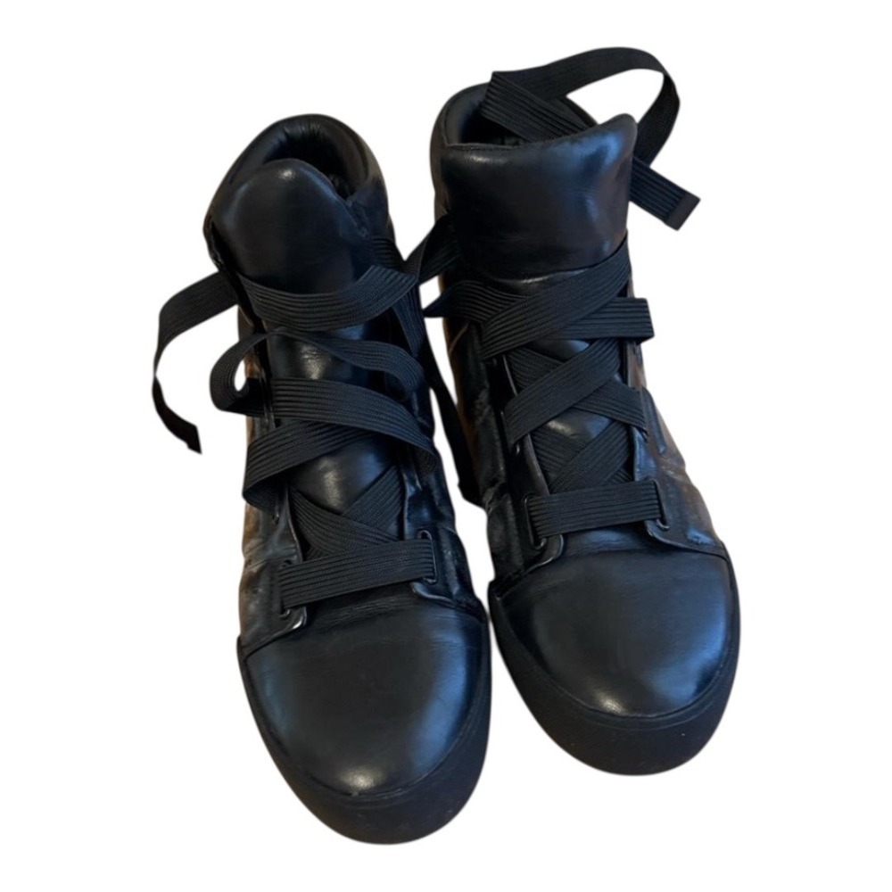 3.1 Phillip Lim Black Leather High Top Fashion Sneakers Designer Shoes - Picture 4 of 8